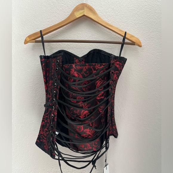 NWT Vintage Goth Elegant Red and Black Corset Lace up Size 18 inch Women’s - Picture 5 of 7
